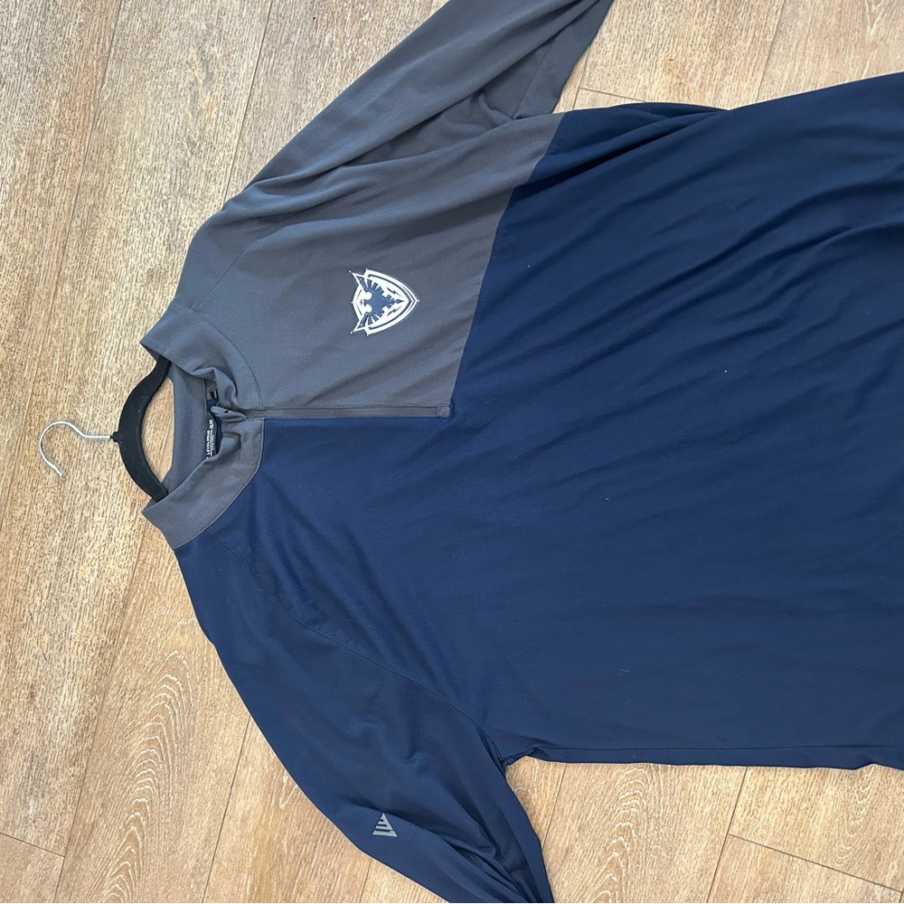 Hockey Navy and Gray Long Sleeve Athletic Quarter- Zip Shirt